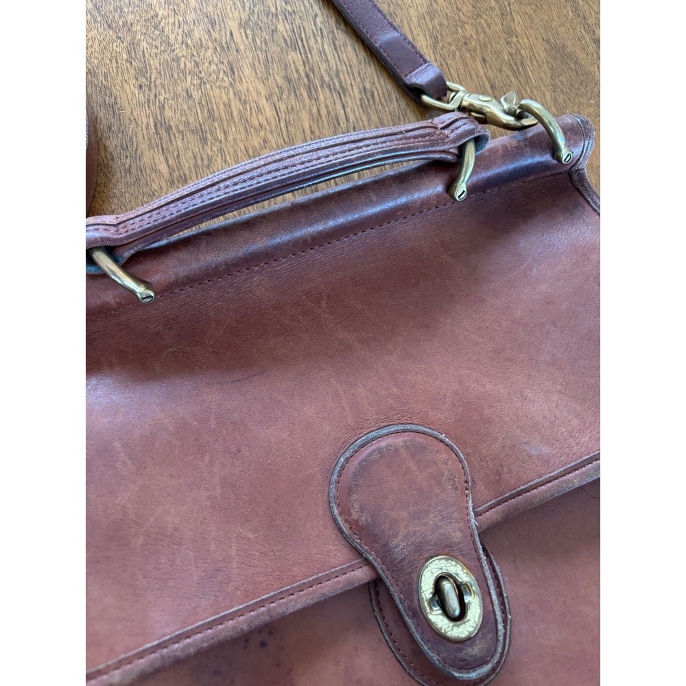 Vintage Coach Leather Turnlock Crossbody Bag Brown Saddle Flap - Picture 6 of 9